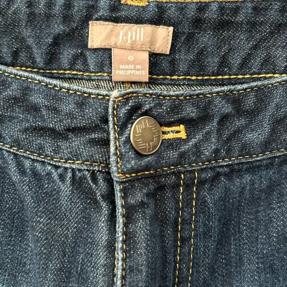 J. Jill Womens Boyfriend Straight Leg Jeans Blue Stretch Dark Wash Mid Rise 8 - Picture 3 of 4